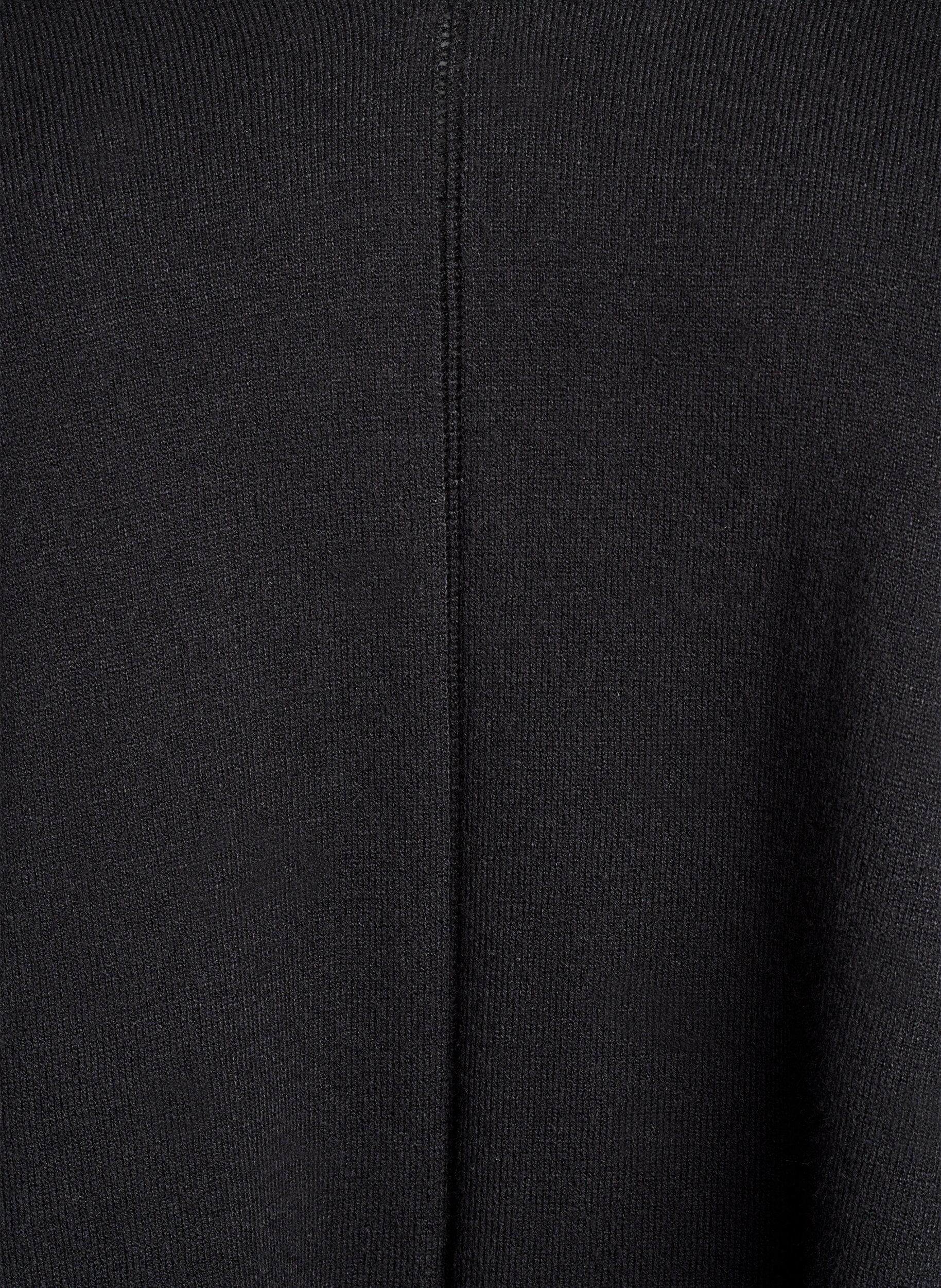 Zizzi Finstickad blus med V-ringning och detalj framtill, Svart, Packshot image number 2