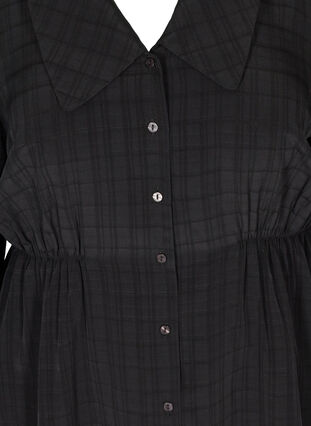 Skjorta med 3/4 puffärmar och krage, Black, Packshot image number 2