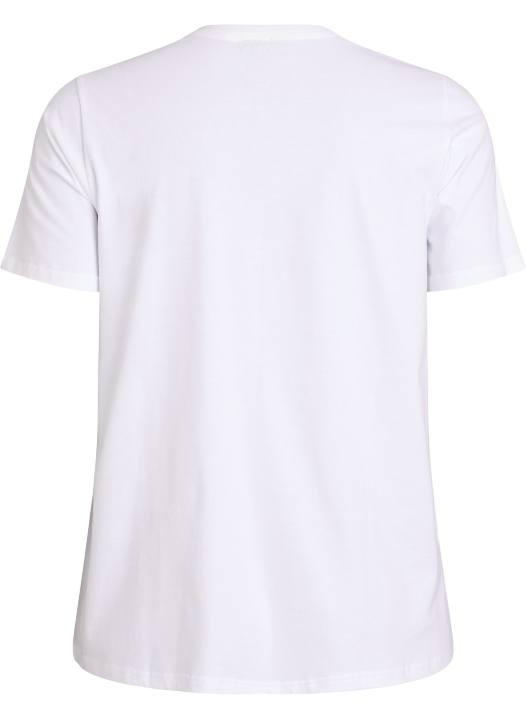 Zizzi T-shirt i bomull med broderad text, Vit, Packshot image number 1