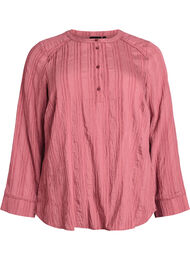 Blus med ton-i-ton-struktur och knappar, Rosa