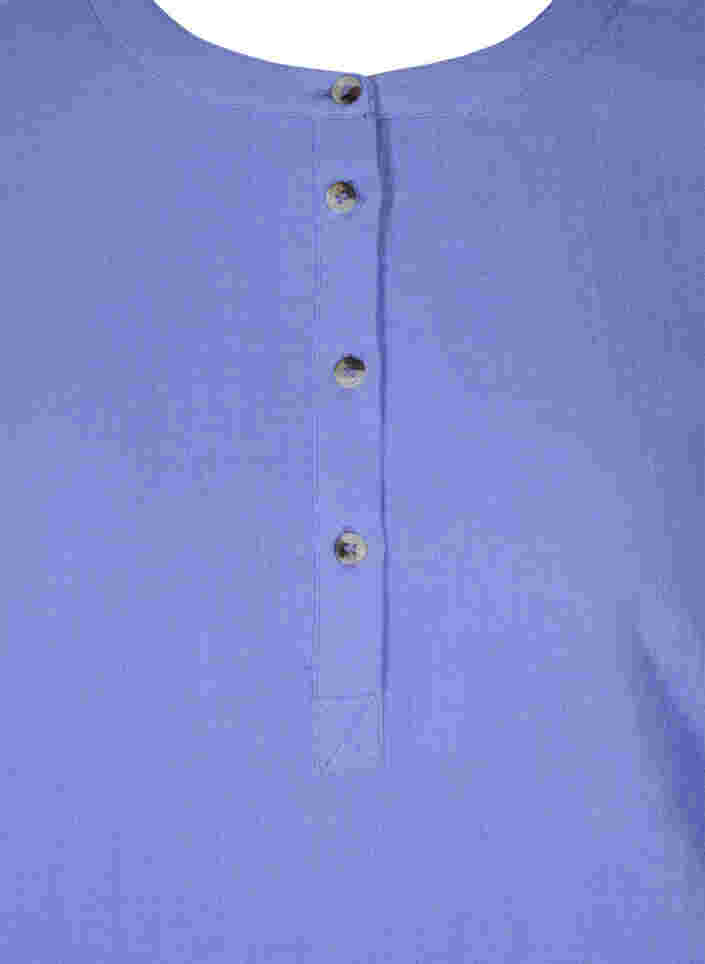 Bomullsblus med knappar och 3/4-ärmar, Ultramarine, Packshot image number 2