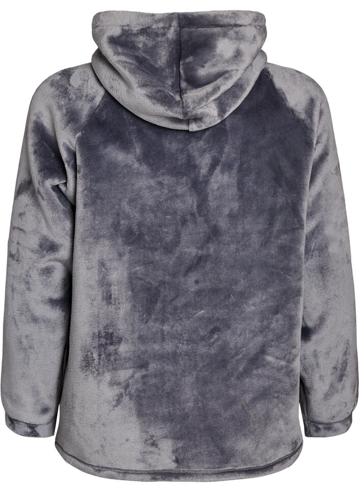 Huvtr&ouml;ja i velour med k&auml;nguruficka, Gr&aring;, Packshot image number 1
