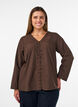 Skjortblus med broderie anglaise, Brun, Model image number 0