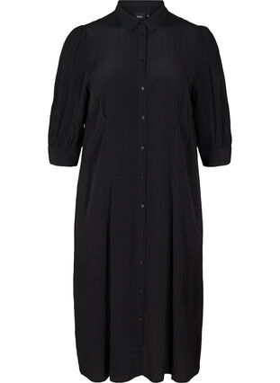 Skjortklänning i viskos, Black, Packshot image number 0