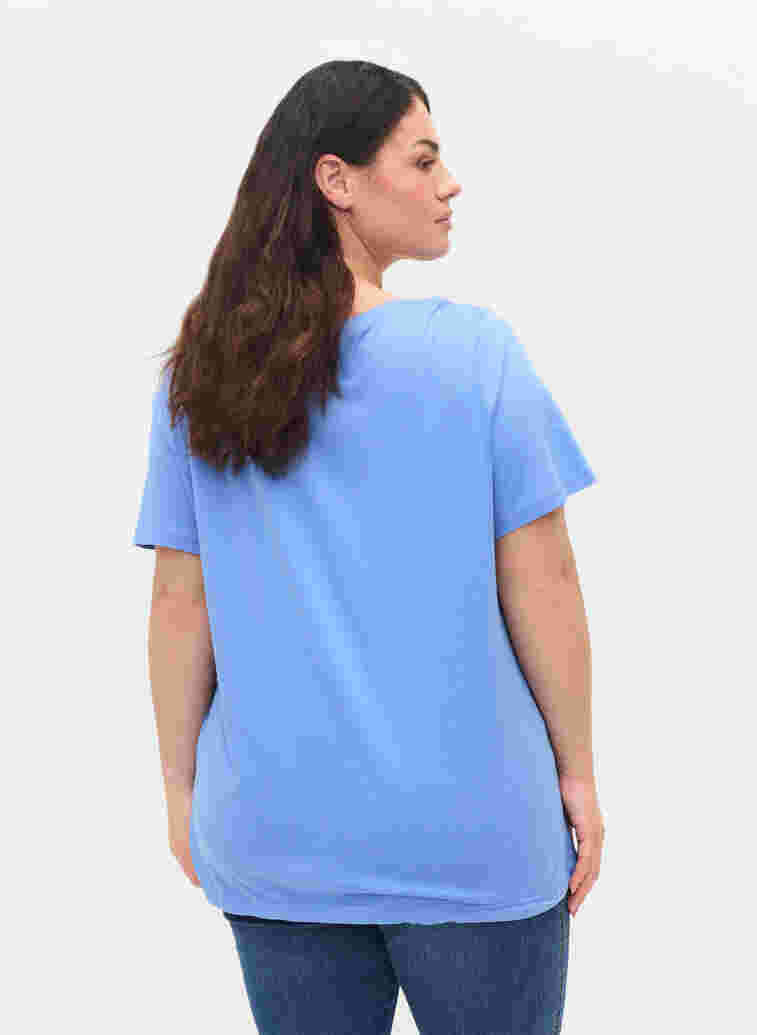 Kortärmad t-shirt med dragsko i nederkant, Ultramarine, Model image number 1