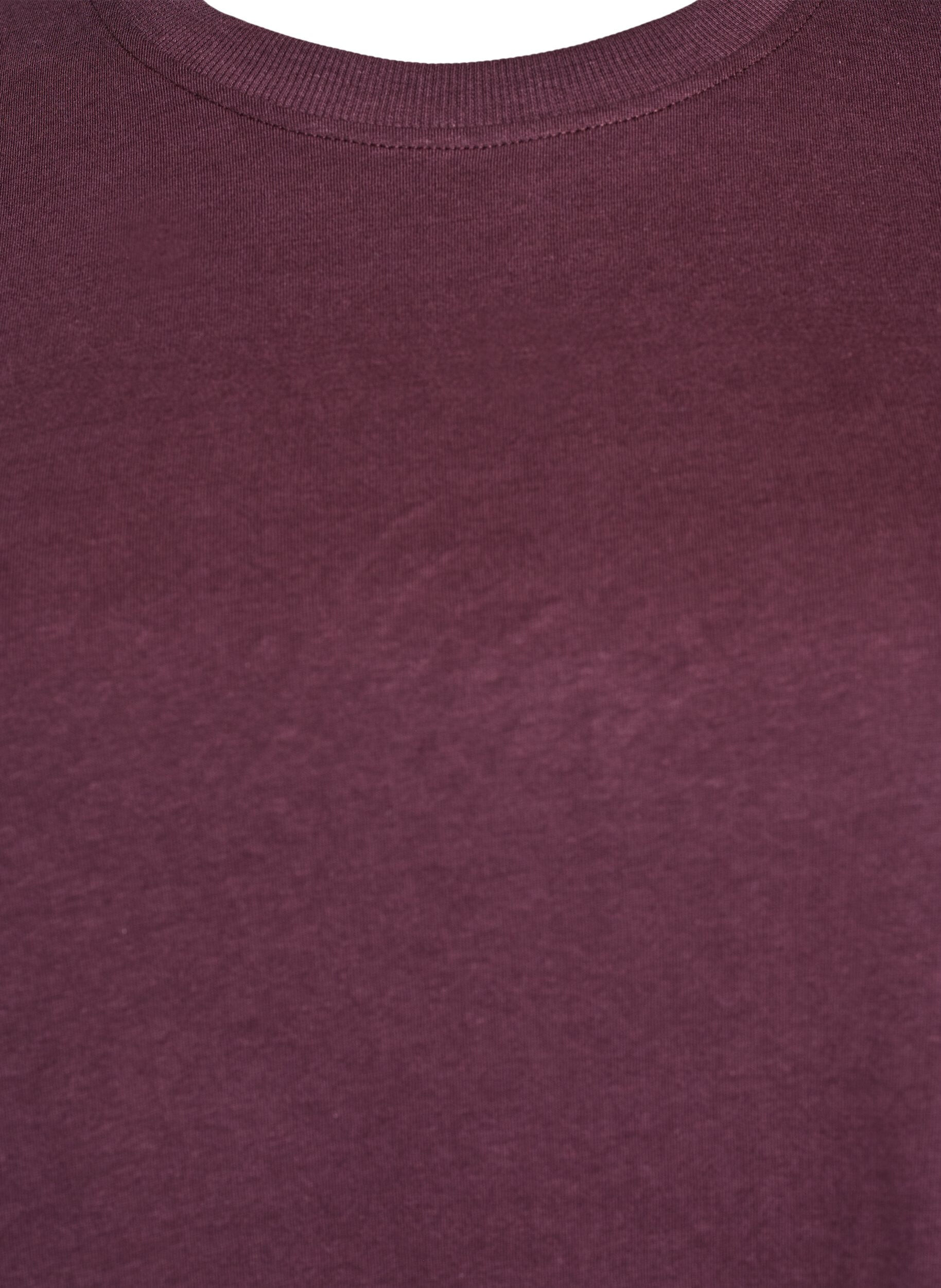 ZizziEnkel t-shirt i bomull med rund halsringning, M&ouml;rk Bordeaux, Packshot image number 2
