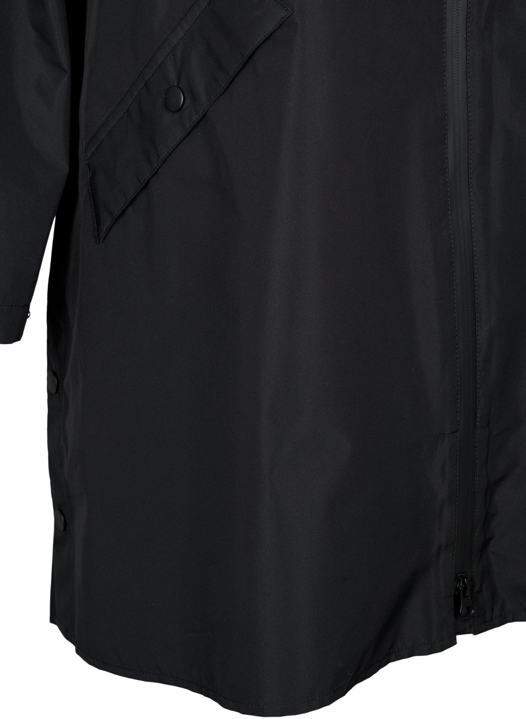 ZizziRegnjacka med fickor och huva, Svart, Packshot image number 3