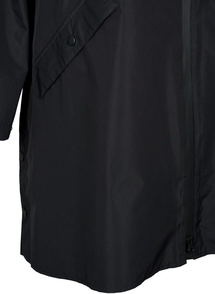 Regnjacka med fickor och huva, Svart, Packshot image number 3