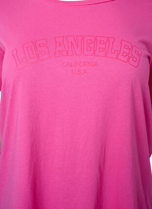 T-shirt i bomull med texttryck, Shocking Pink W. LOS, Packshot image number 2