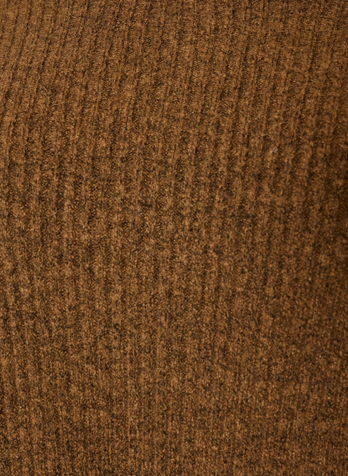 Ribbstickad tr&ouml;ja med ballong&auml;rmar, Brun, Packshot image number 2