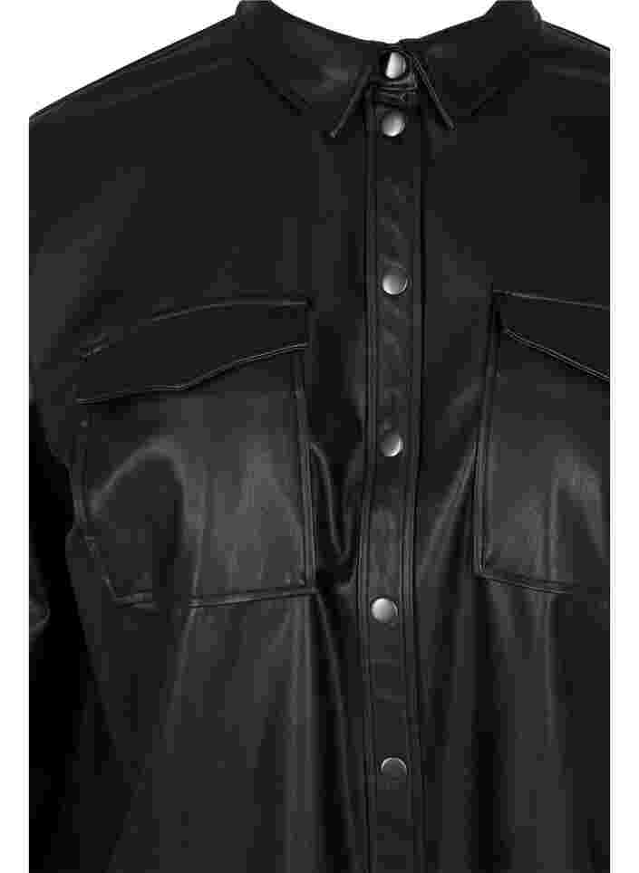 Skjorta i läderimitation, Black, Packshot image number 2