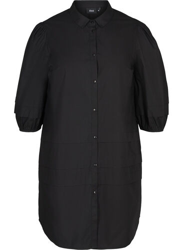 Skjortklänning i bomull, Black, Packshot image number 0