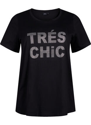 T-shirt med nitar i ekologisk bomull, Black W. TRÉS, Packshot image number 0