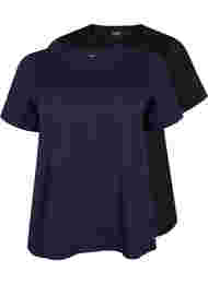 FLASH - 2-pack t-shirtar med rund hals, Navy Blazer/Black