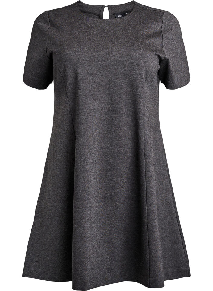 Kort a-linjeformad jerseykl&auml;nning, Gr&aring;, Packshot image number 0
