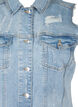 Ärmlös denimklänning med råa kantdetaljer, Light Blue Denim, Packshot image number 2
