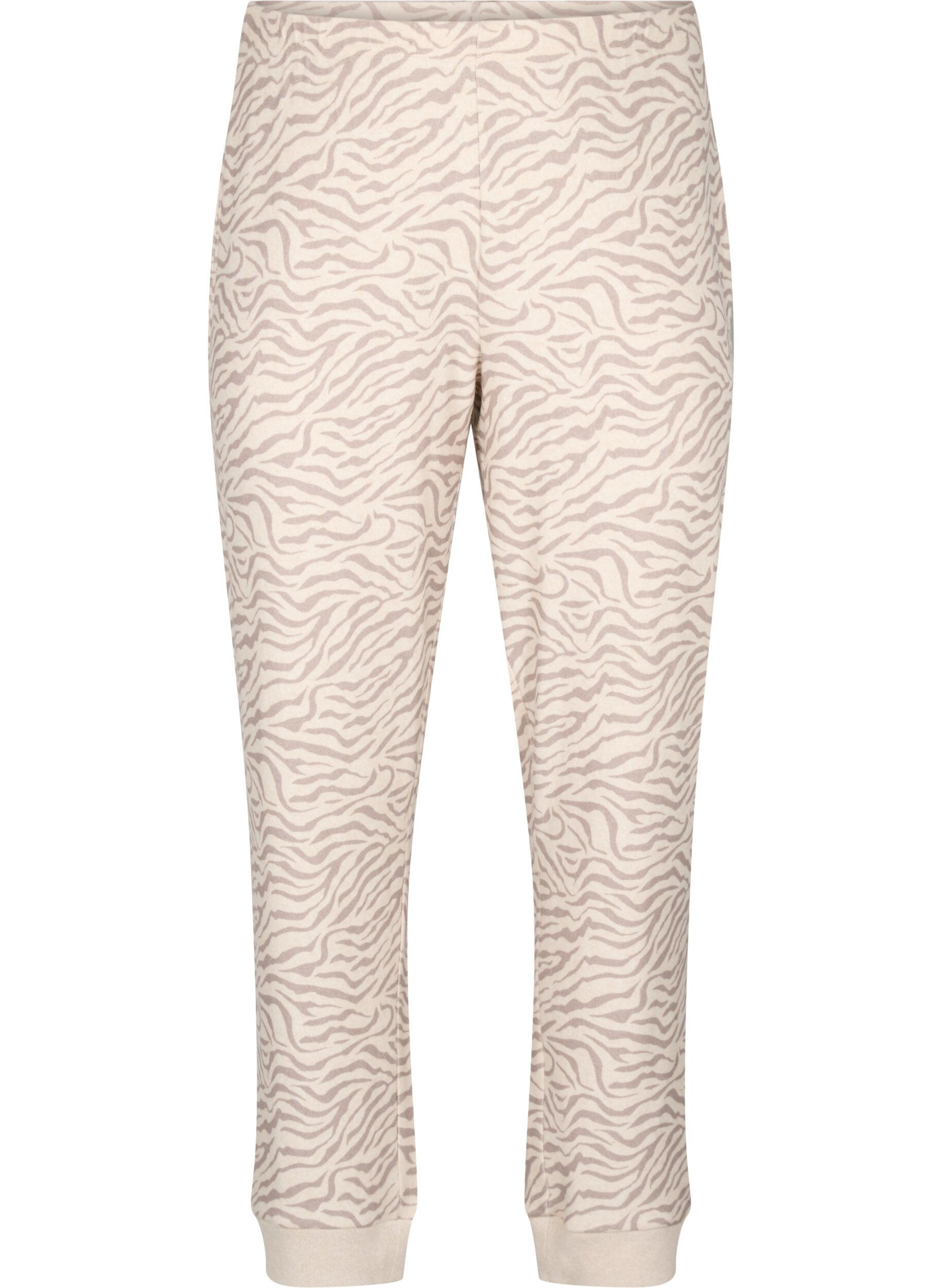 Zizzi Byxor i velour med tryck, Pink Tint AOP, Packshot image number 0