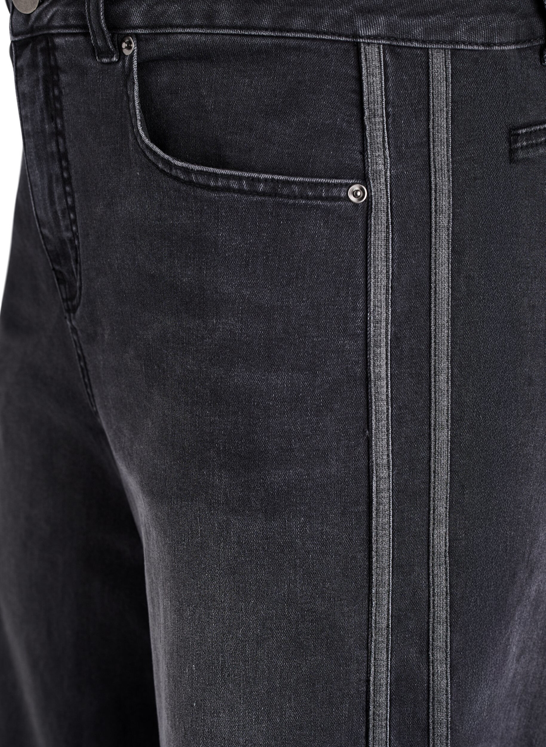ZizziJeans i bred passform med vertikala denimdetaljer, Gr&aring;, Packshot image number 2