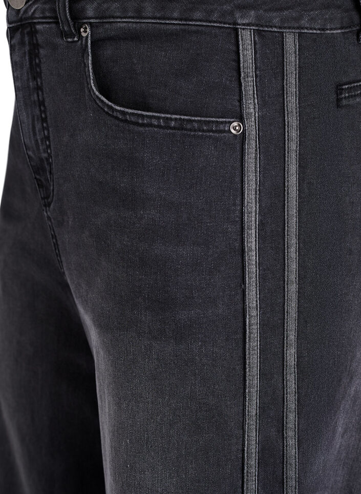 Jeans i bred passform med vertikala denimdetaljer, Gr&aring;, Packshot image number 2