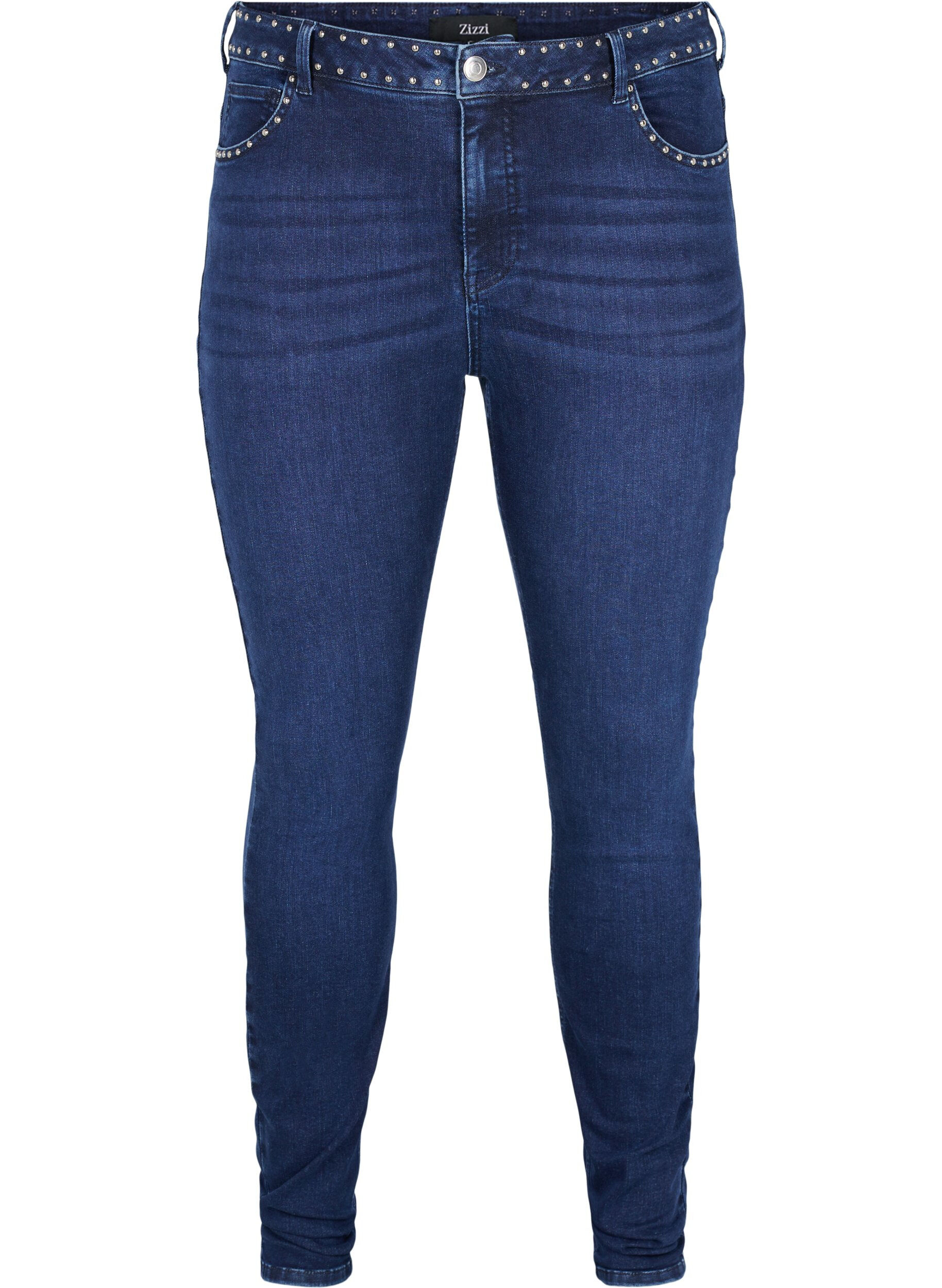 Zizzi Super slim Amy jeans med nitar, Dark blue, Packshot image number 0
