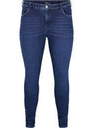 Super slim Amy jeans med nitar, Dark blue