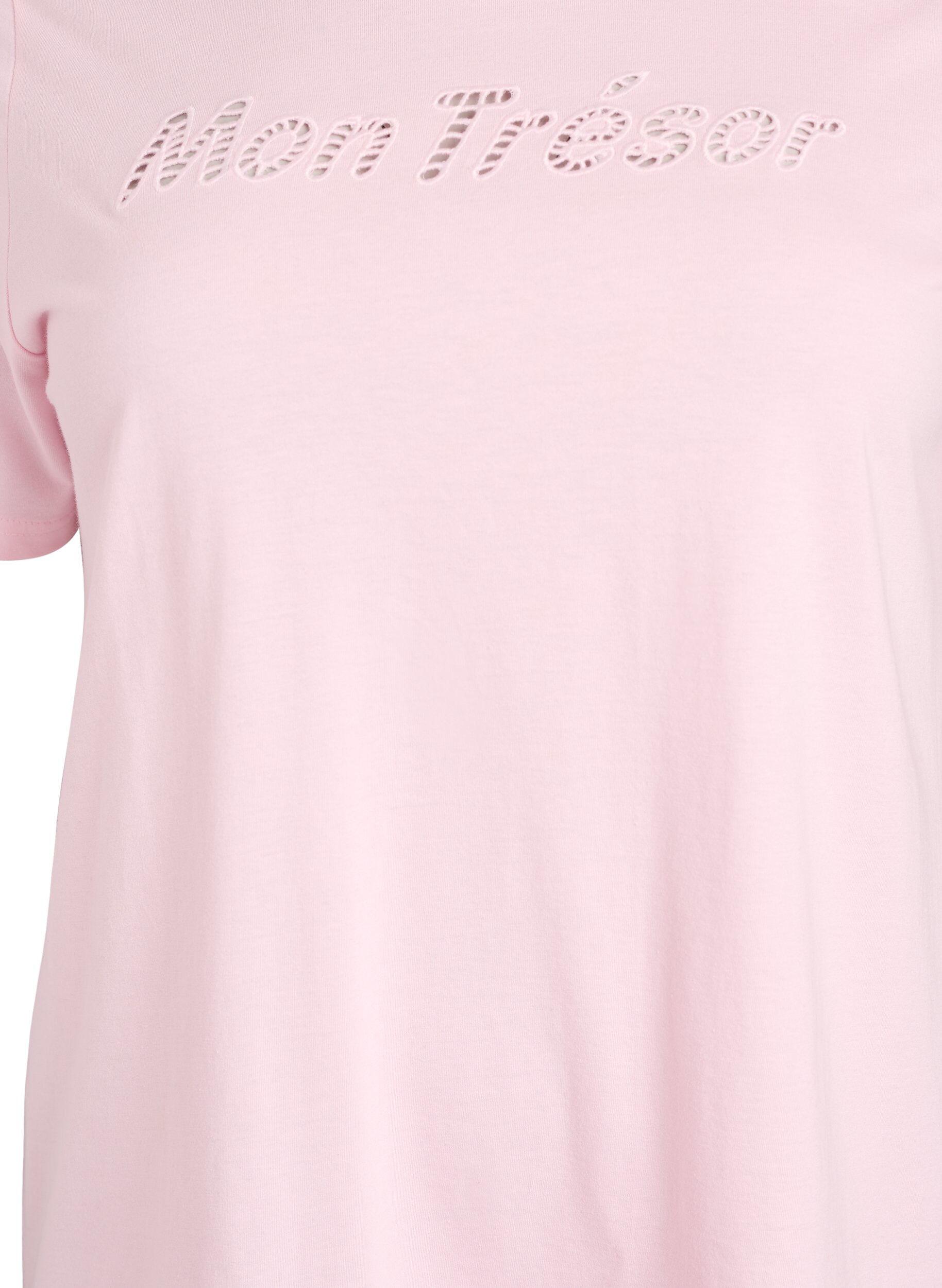 Zizzi T-shirt i bomull med dekorativ detalj framtill, Rosa, Packshot image number 2