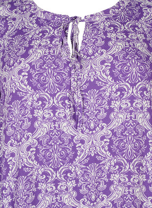 Kortärmad viskosklänning med tryck, D. Lavender Oriental, Packshot image number 2