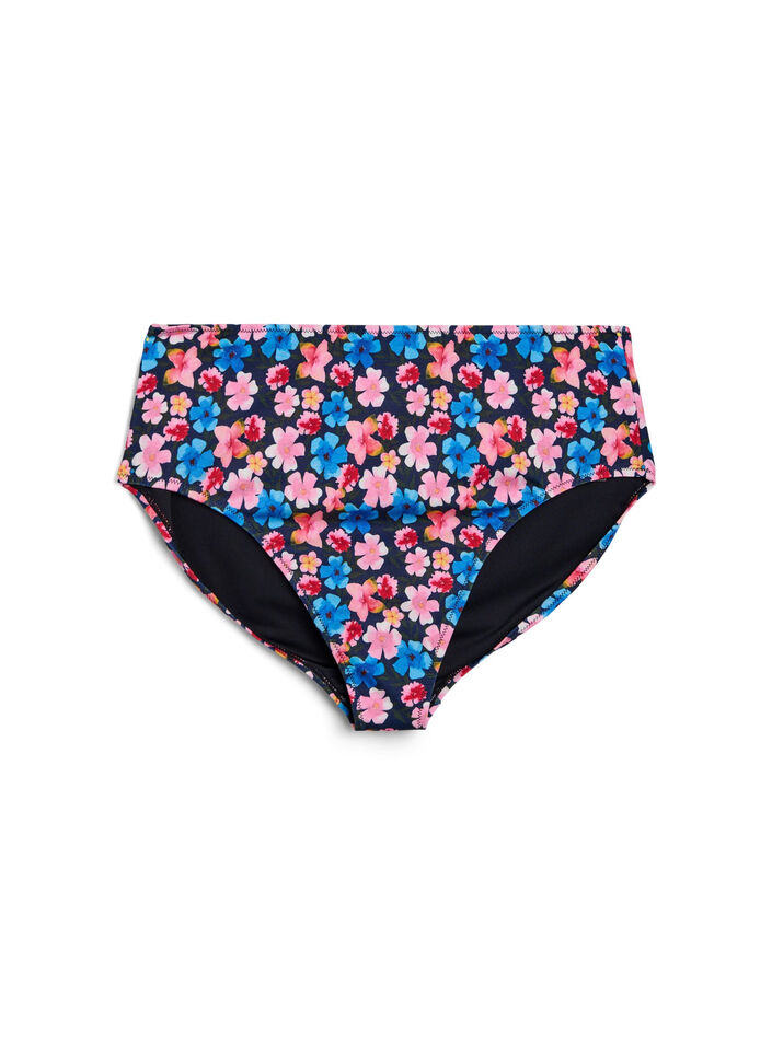 Bikinitrosa med h&ouml;g midja och blommigt m&ouml;nster, Rosa, Packshot image number 0