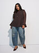 Kritstrecksrandig v&auml;st med peplum, Brun, Model image number 1