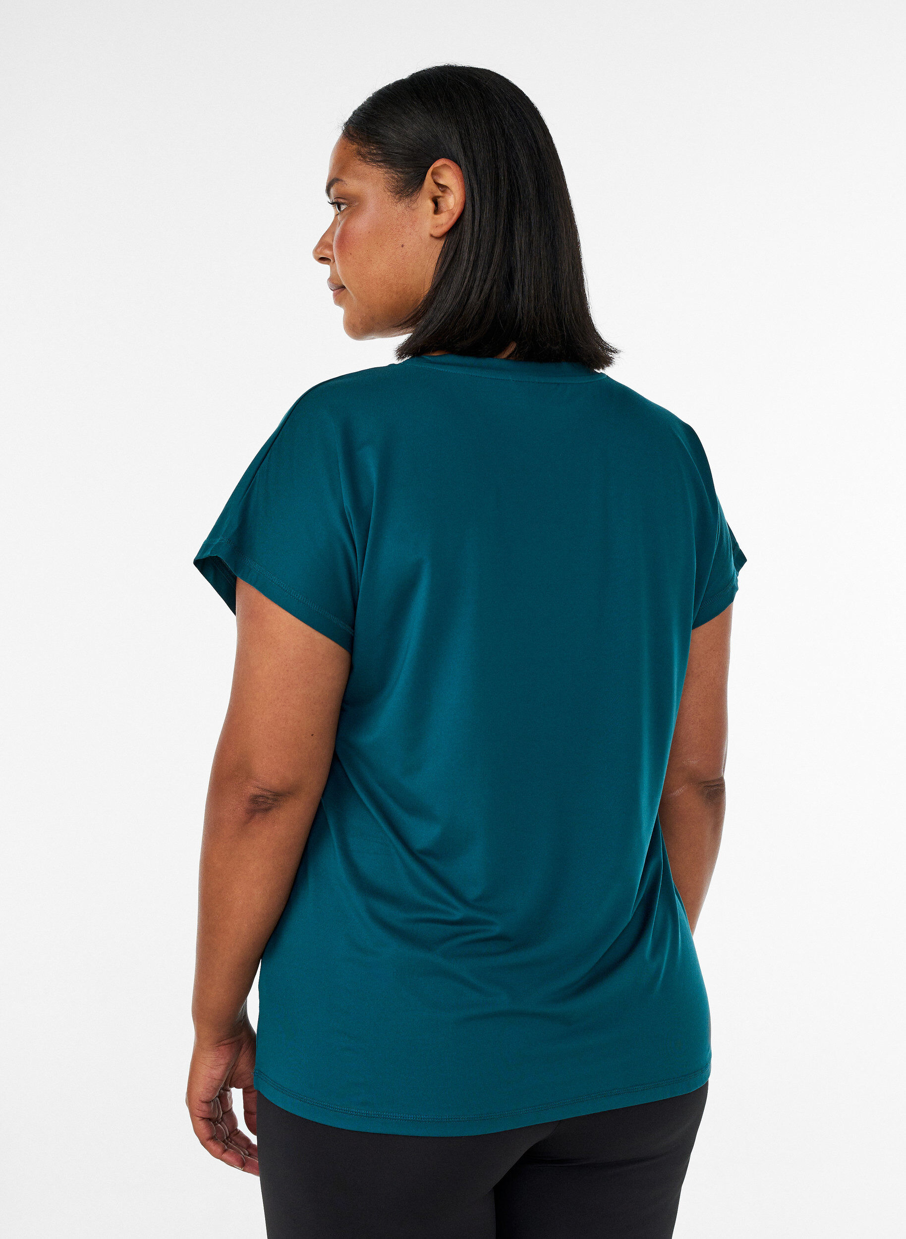 ZizziTr&auml;nings t-shirt med v-ringning och l&ouml;s passform, Gr&ouml;n, Model image number 2