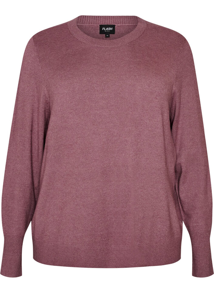 Stickad blus med rund halsringning, Rosa, Packshot image number 0