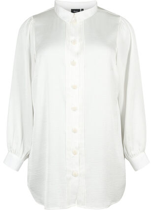 Lång skjorta med pärlknappar, Bright White, Packshot image number 0