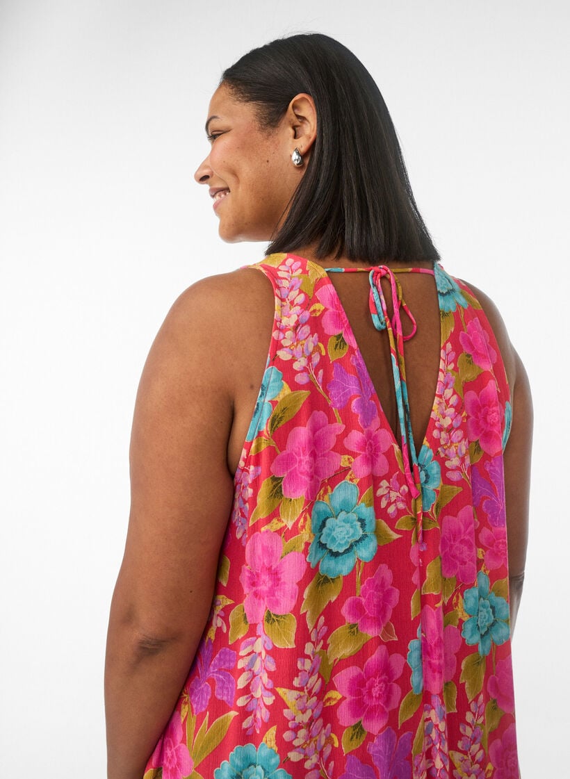 &Auml;rml&ouml;s a-linjeformad maxikl&auml;nning med v-ringning, R&ouml;d, Model image number 2