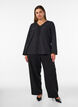 Skjortblus med broderie anglaise, Svart, Model image number 1