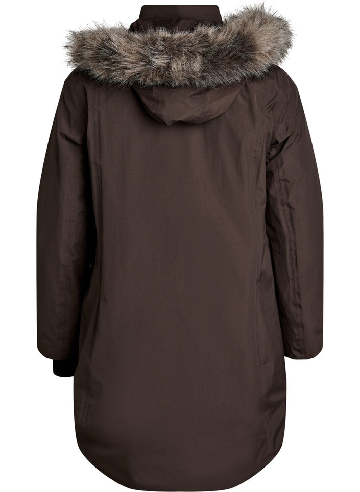 Vattent&auml;t parkas med huva, Brun, Packshot image number 1