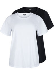 FLASH - 2-pack t-shirtar med rund hals, White/Black