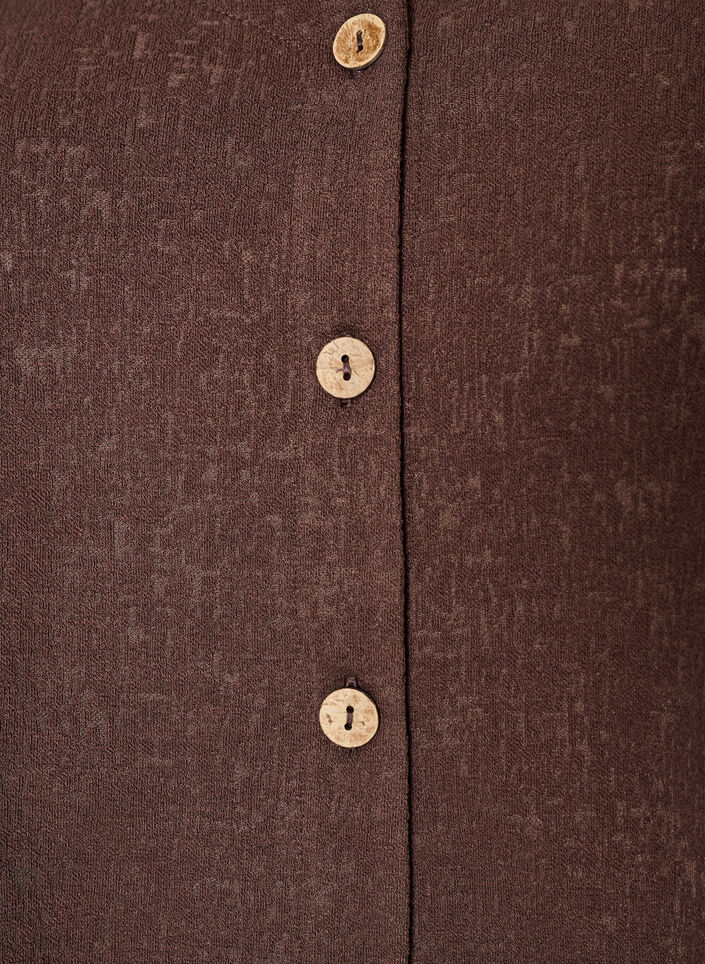 Blus i bomull med struktur och knappkn&auml;ppning, Brun, Packshot image number 2