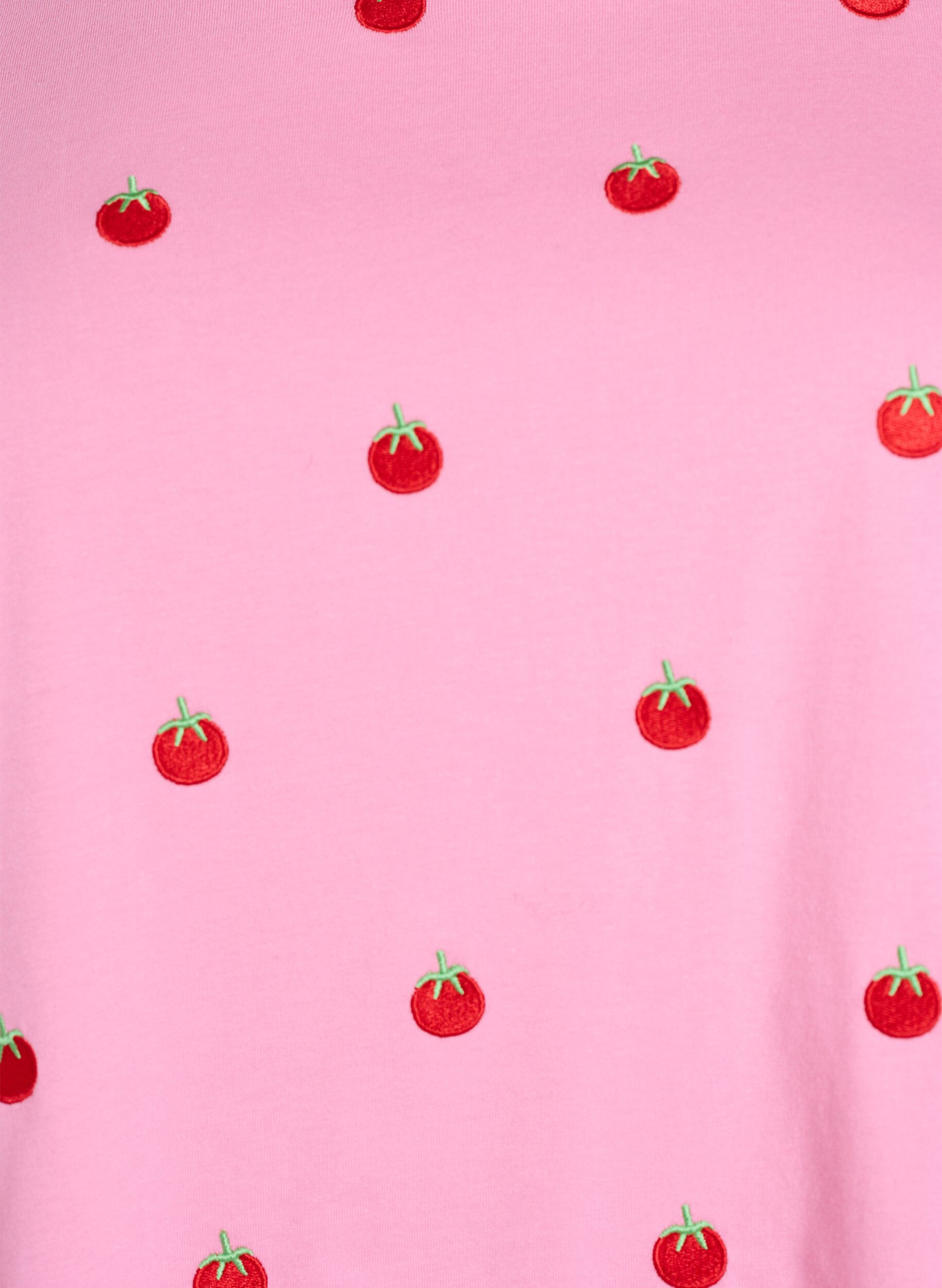 ZizziT-shirt i ekologisk bomull med broderade motiv, Rosa, Packshot image number 2