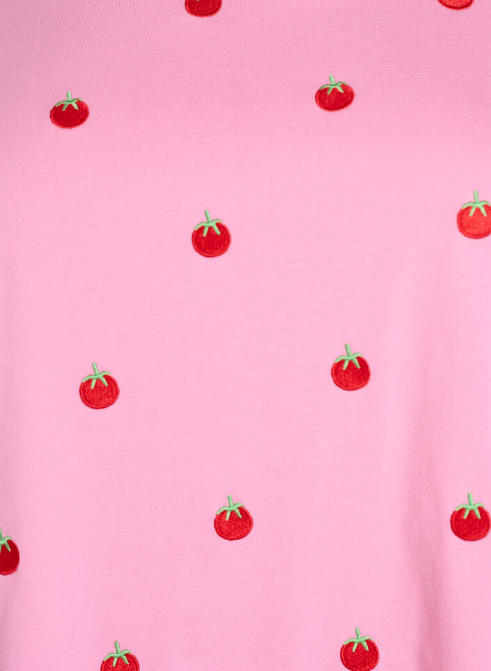 T-shirt i ekologisk bomull med broderade motiv, Rosa, Packshot image number 2