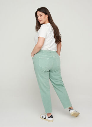 Mom fit jeans i bomull, Chinois Green, Model image number 1
