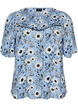Blommig blus med korta &auml;rmar, Bl&aring;, Packshot image number 0