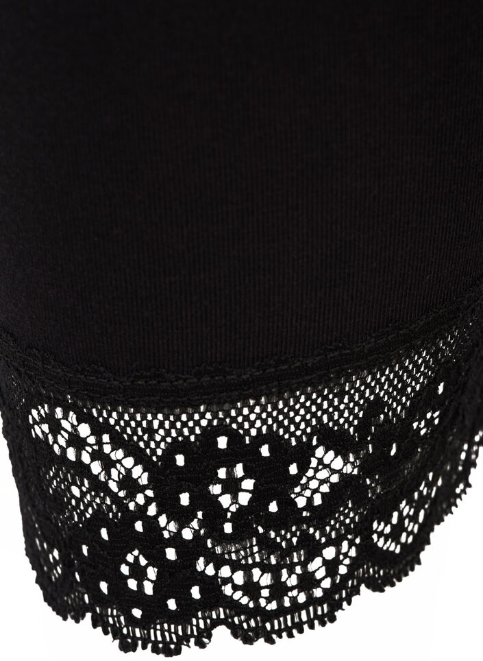 Basleggings med 3/4-l&auml;ngd och spetskant, Svart, Packshot image number 2