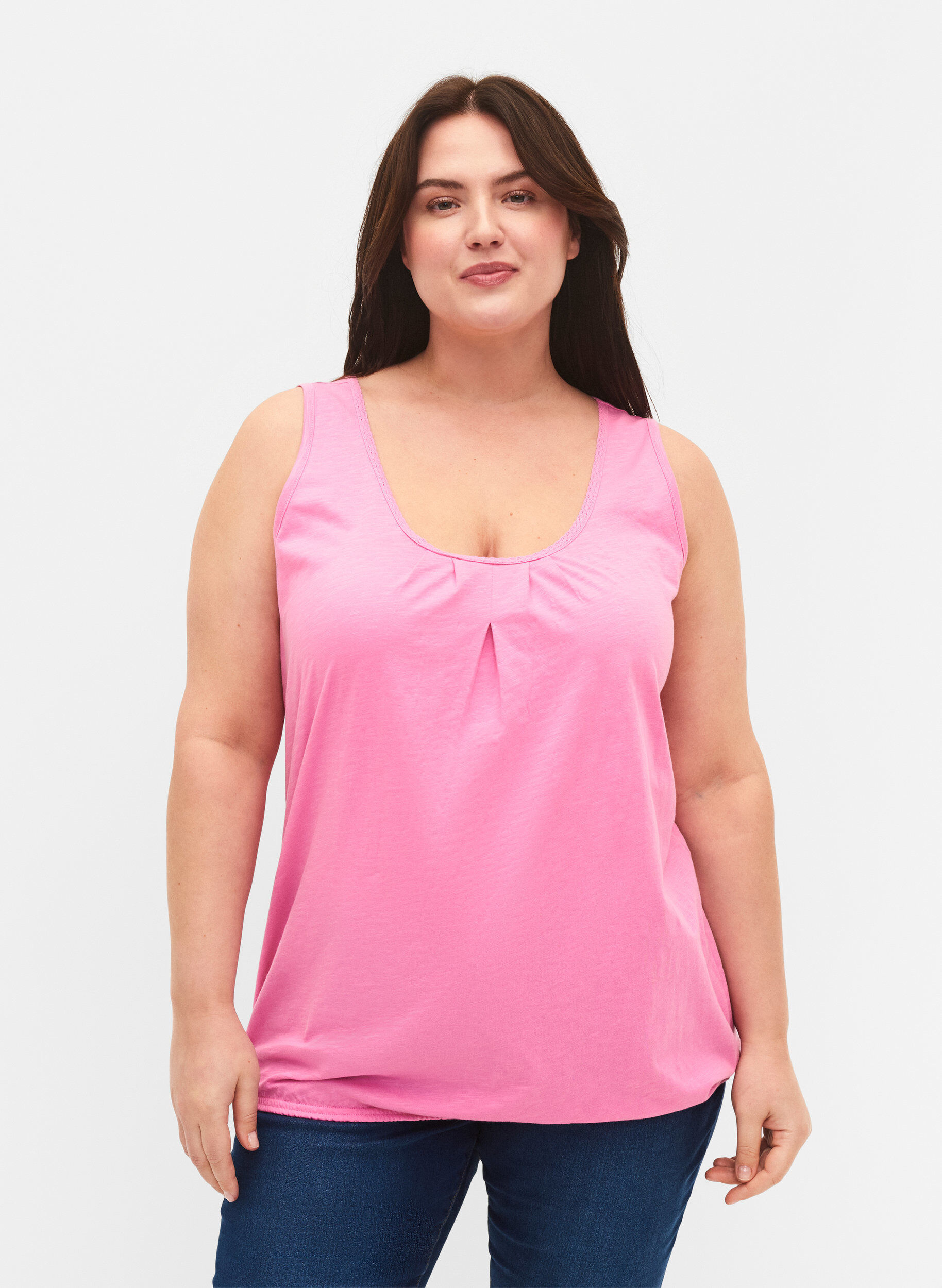 Zizzi 2-pack bomullstopp med spetskant, Rosebloom / Black, Model image number 0