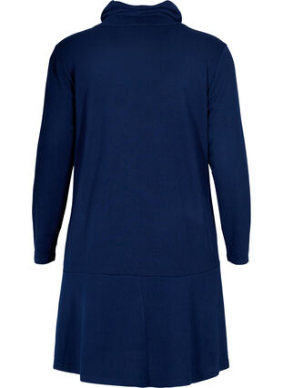 Jerseyklänning med hög hals och fickor, Dress Blues Mel., Packshot image number 1
