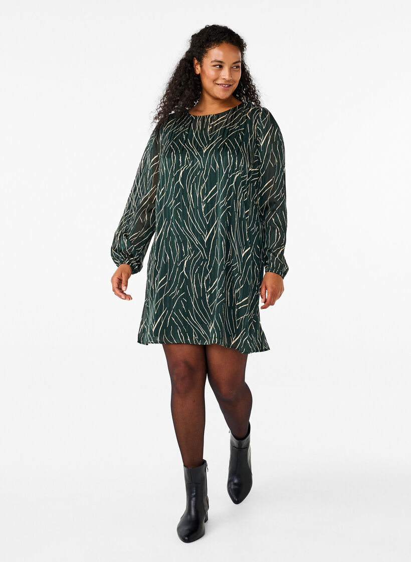 Kort, mönstrad klänning med rund halsringning, Scarab Safari AOP, Model image number 2