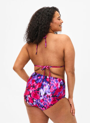 Bikiniunderdel med tryck och hög midja, Pink Flower AOP, Model image number 1