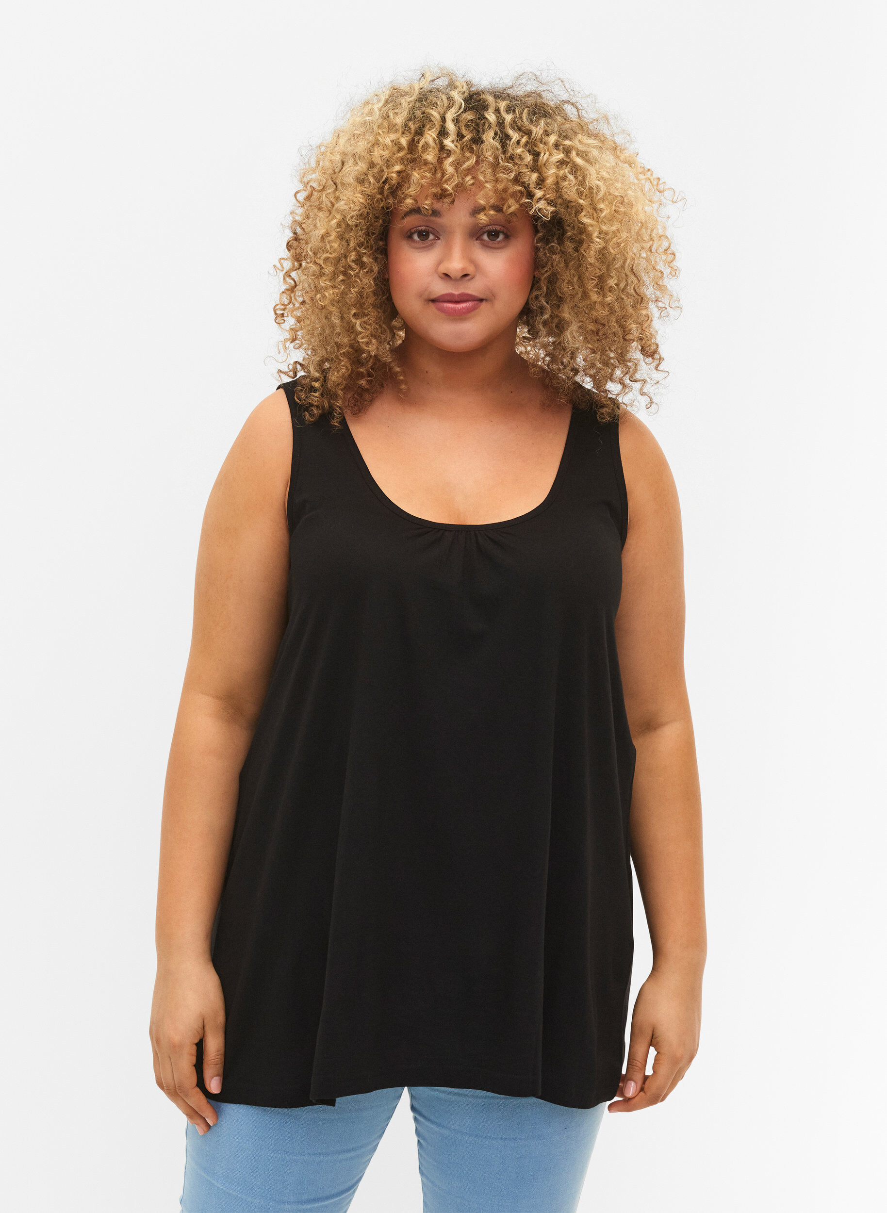 ZizziTopp med a-linjeform och rund hals, Black, Model image number 0
