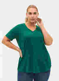 Enfärgad t-shirt i bomull, Evergreen, Model