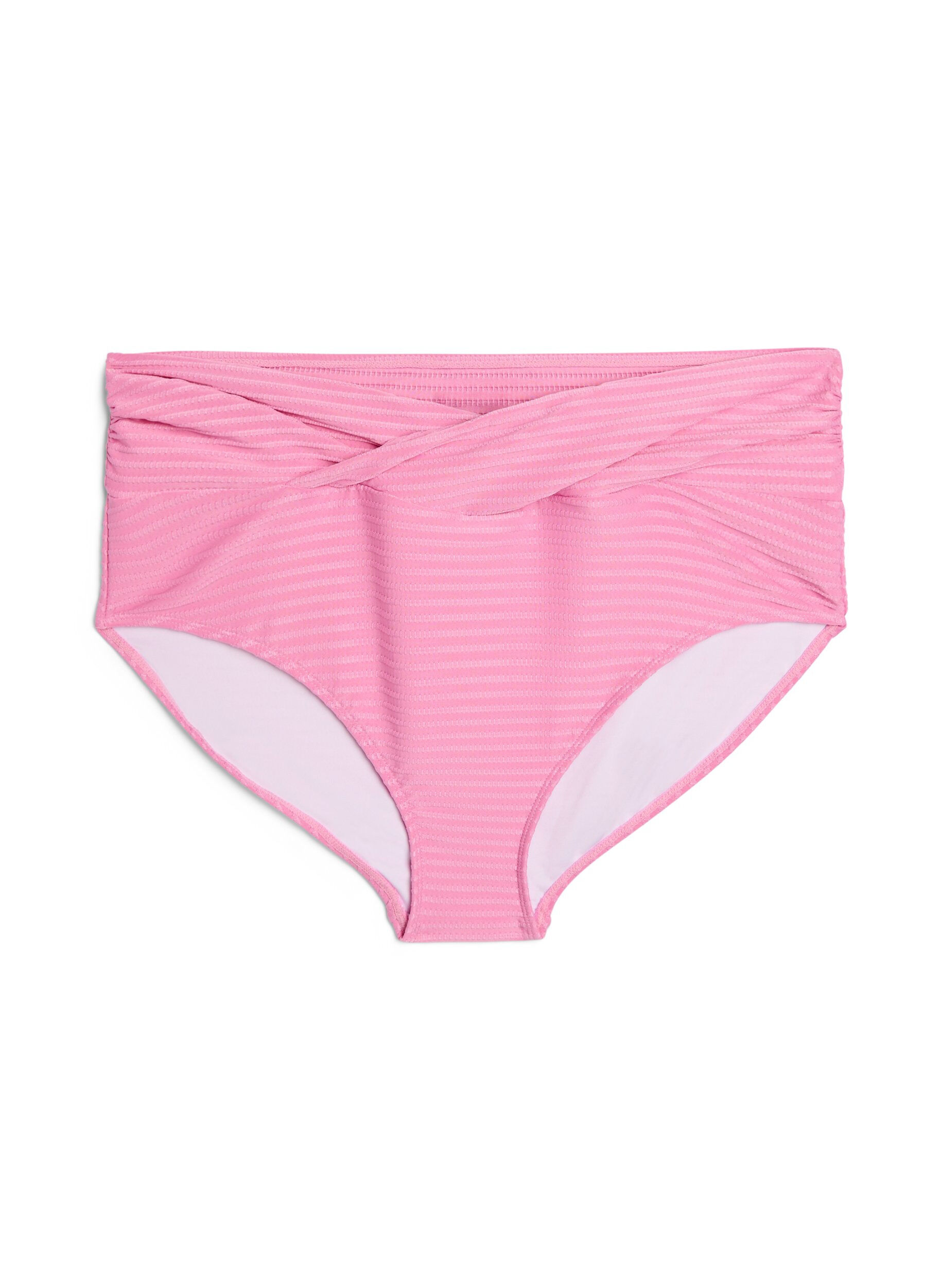 Zizzi Bikinitrosor med h&ouml;g midja och korsdetaljer, Rosa, Packshot image number 0