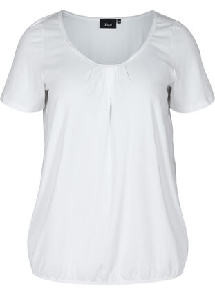 T-shirt med rund halsringning och spetskant, Bright White, Packshot image number 0